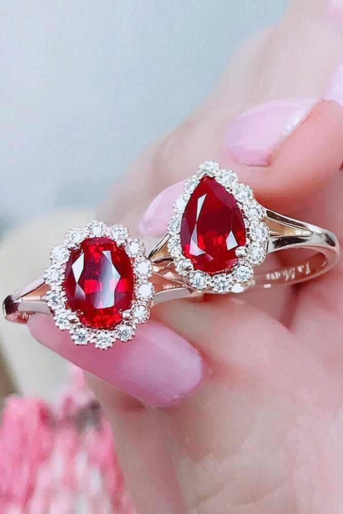 engagement rings styles rose gold floral gemstone diamond