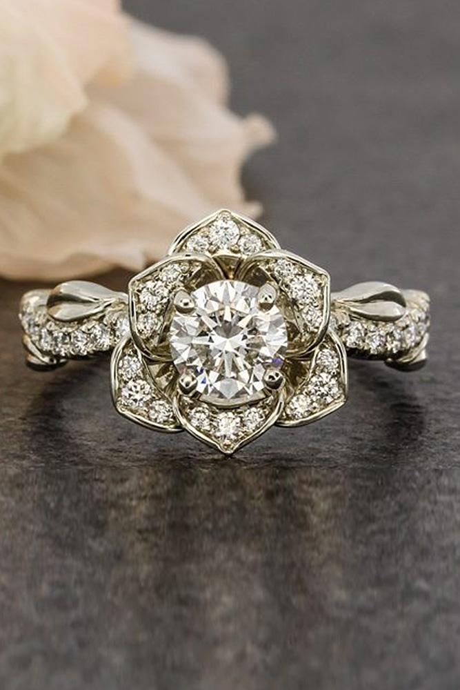 Flower Engagement Rings For Feminine Bridal Look Oh So