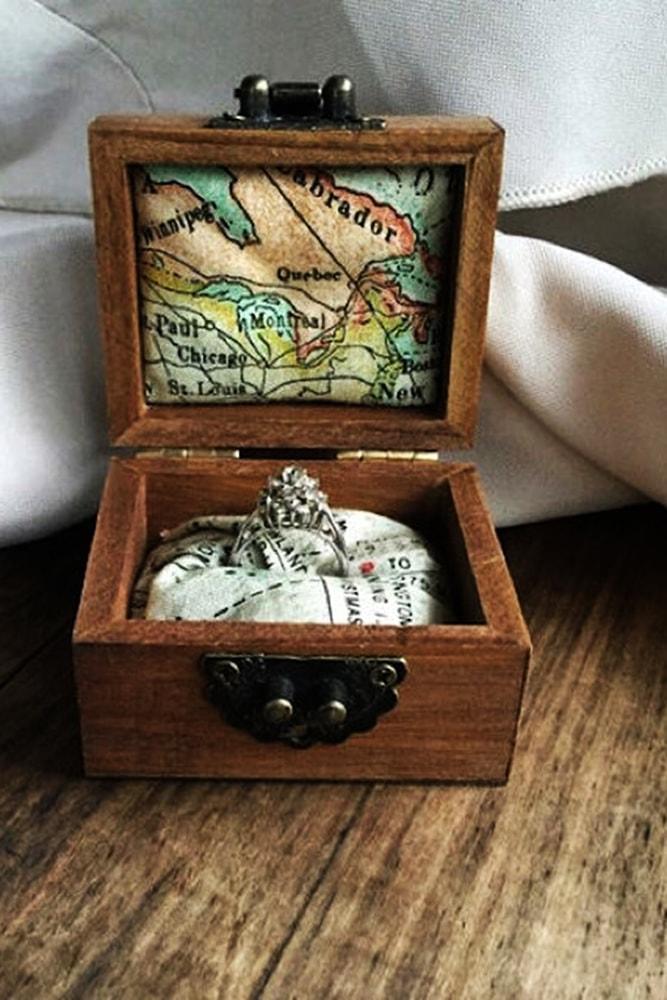 Beach Proposal Ideas Buried Treasure Wooden Chest With Map And Engagement Ring