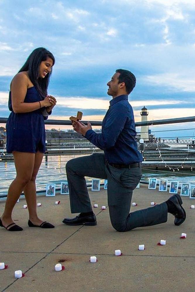 Beach Proposal Ideas Lighthouse Proposal With Candles And Photos