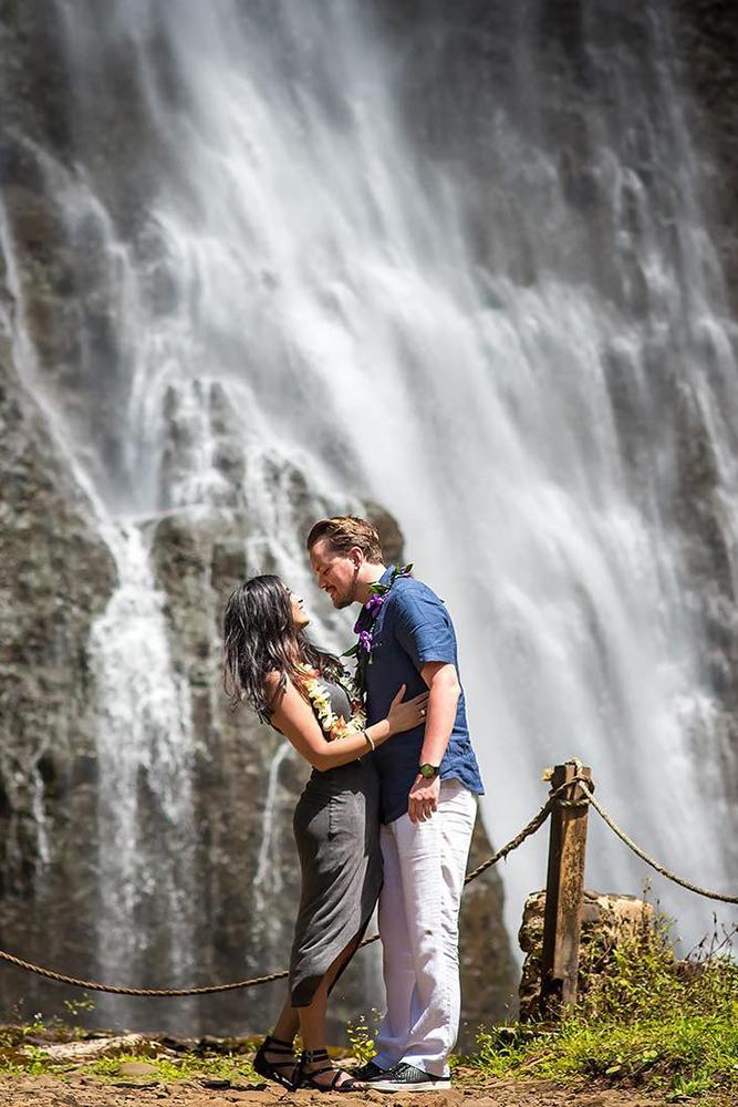 proposals intimate moment near a waterfall