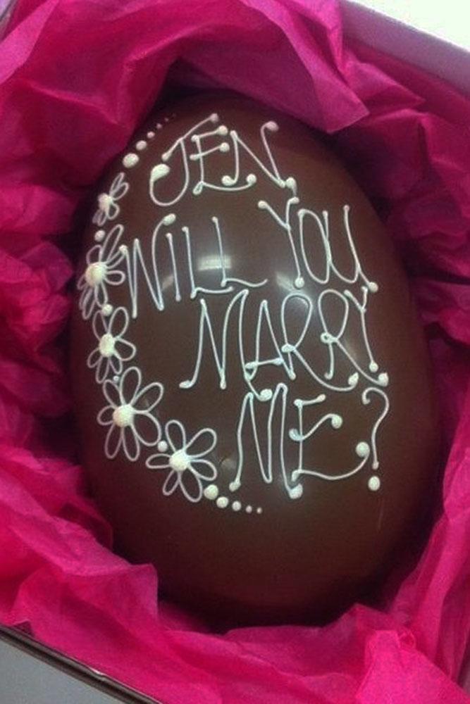 romantic ways to propose surprise chocolate egg proposal