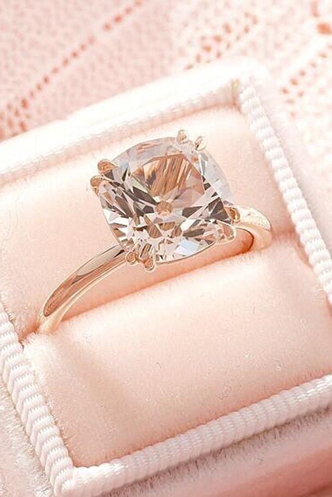 cushion cut engagement rings morganite rose gold solitaire