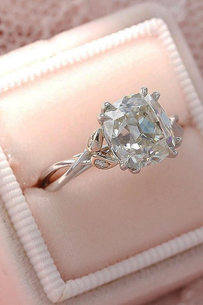 cushion cut engagement rings rose gold solitaire