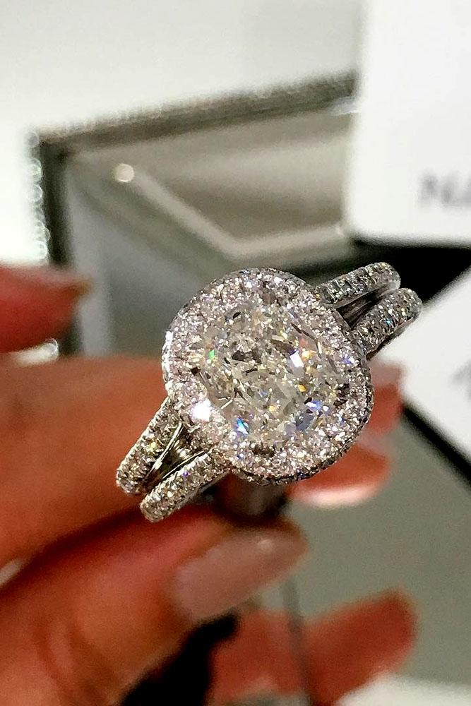 cushion cut engagement rings white gold halo center diamond