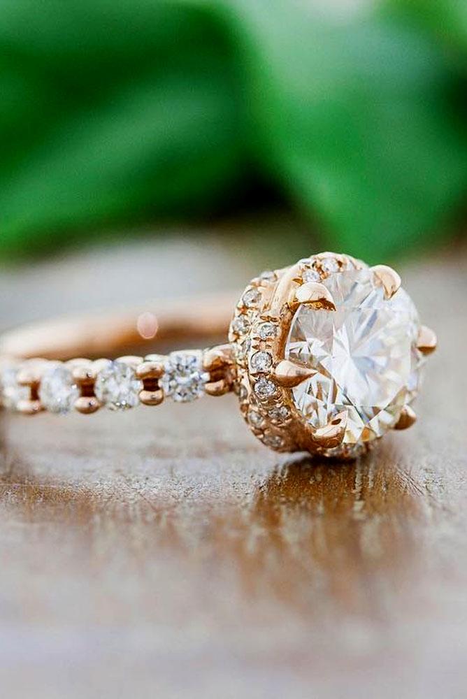 diamond vintage engagement rings round diamond in rose gold