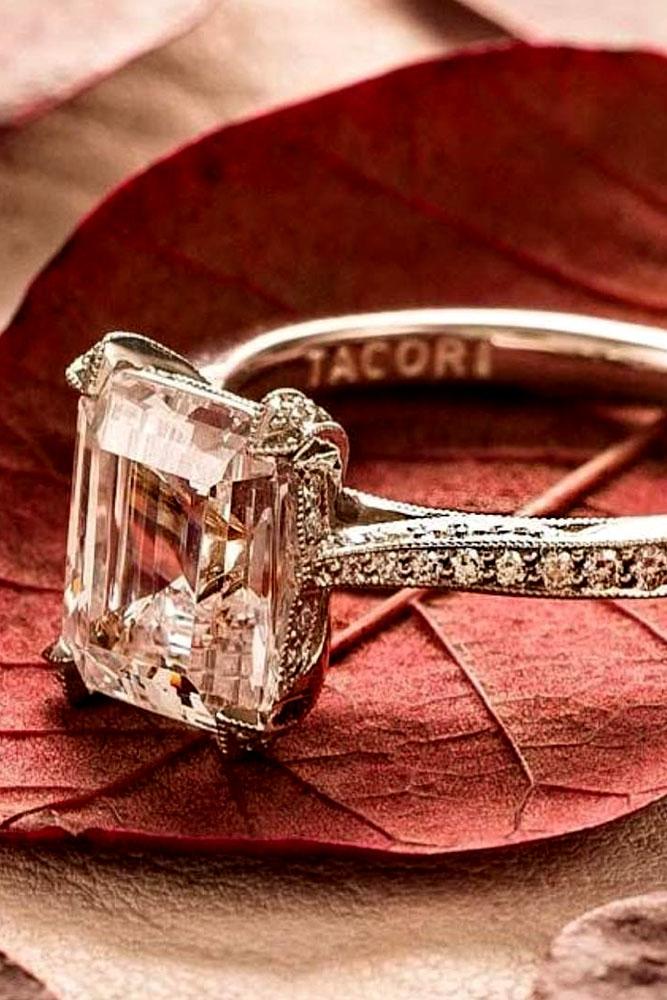 princess cut engagement rings gold diamond pave band