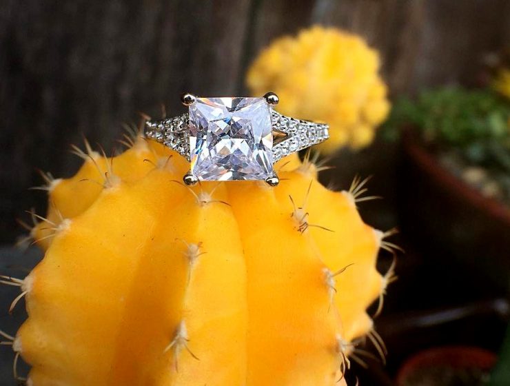 princess cut engagement rings split white gold pave band