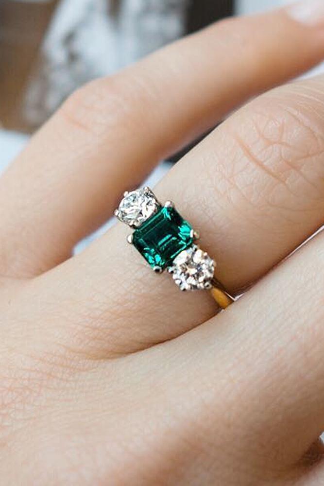 princess cut engagement rings three stones rose gold