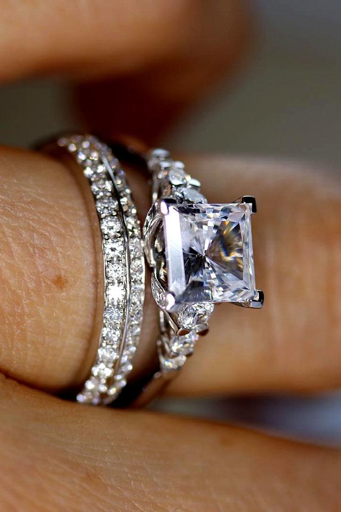 princess cut engagement rings white gold center stone
