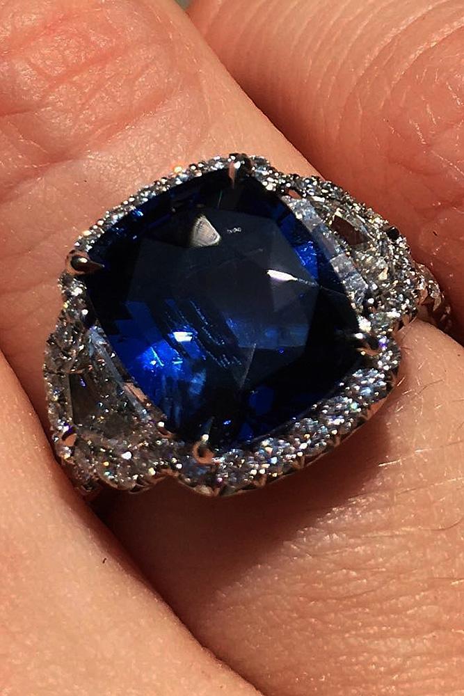 sapphire engagement rings modern pave band twist