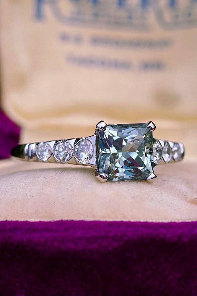 sapphire engagement rings princess cut white gold solitaire