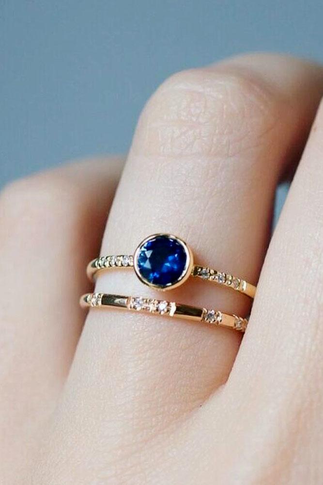 sapphire engagement rings round cut simple ring in rose gold skindco 1