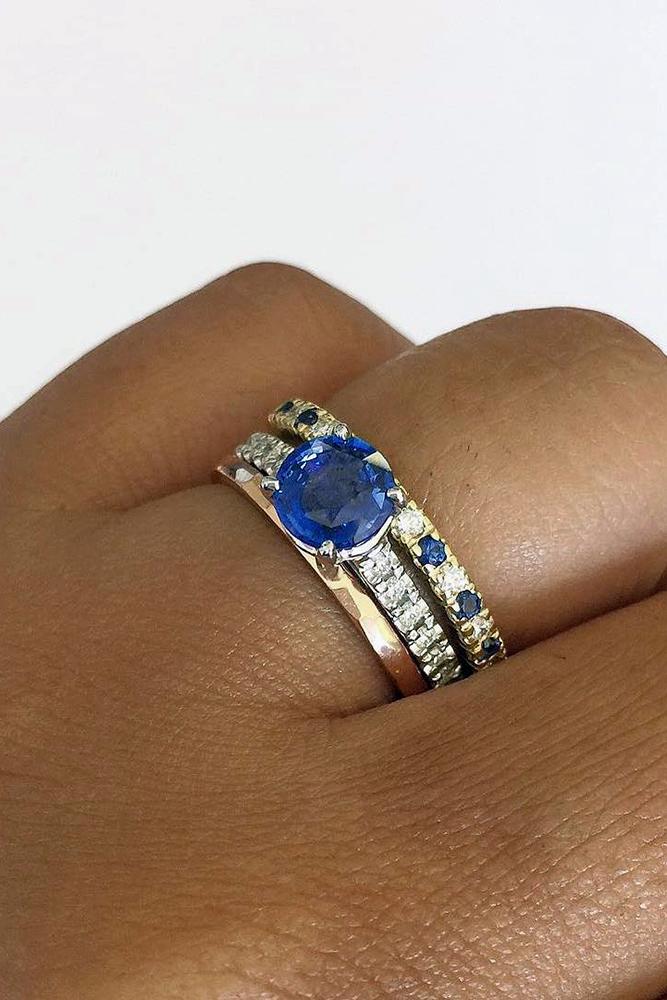 sapphire engagement rings unique band white gold round cut