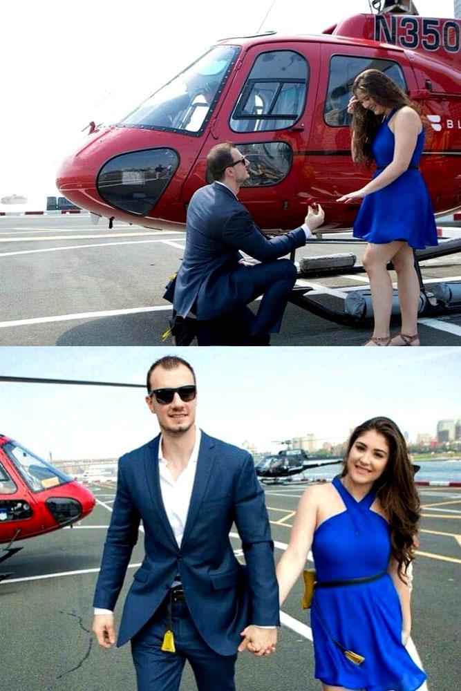 summer proposal ideas couple with helicopter