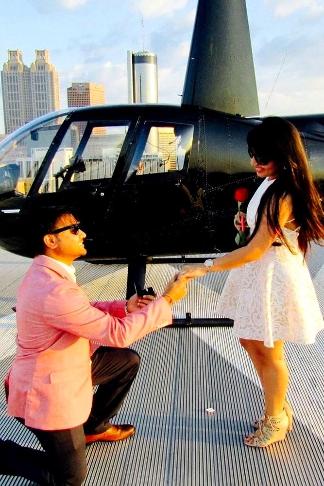summer proposal ideas near the helicopter