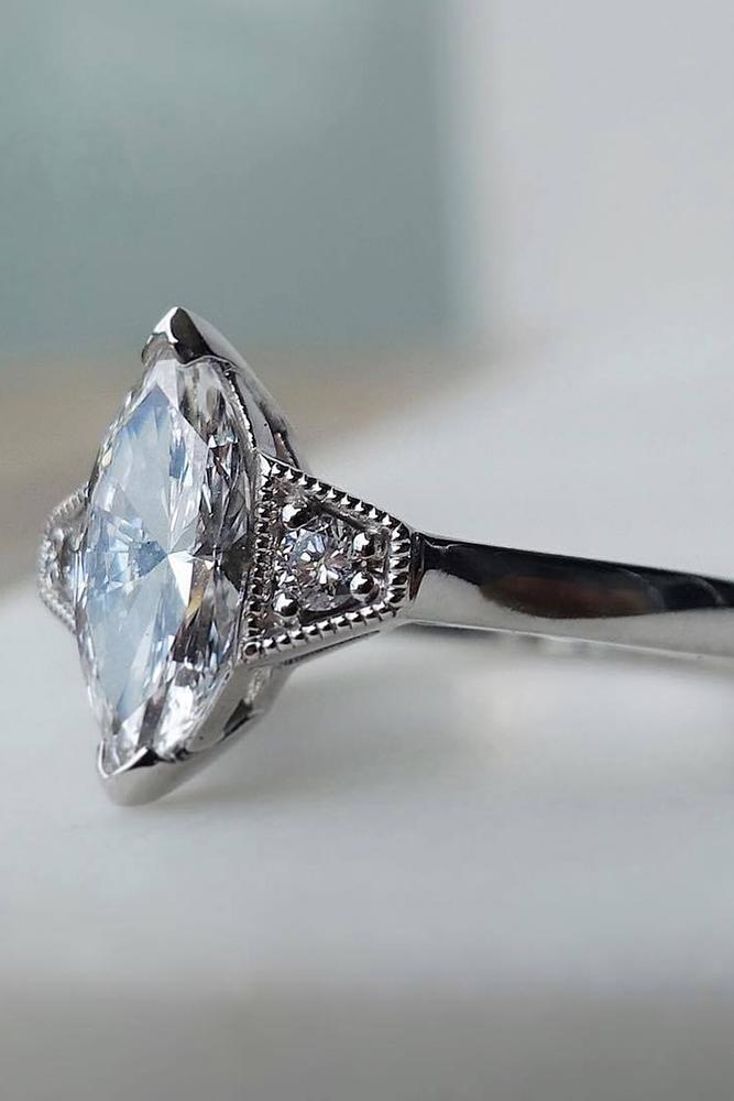 unique engagement rings marquise cut diamond platinum