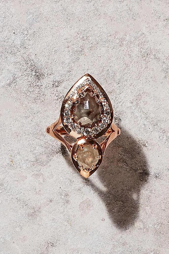 unique engagement rings pear cut modern rose gold