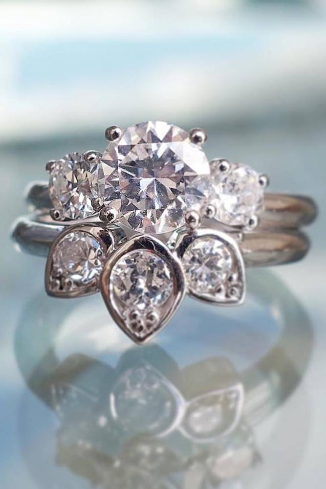 unique engagement rings platinum three stones pear cut