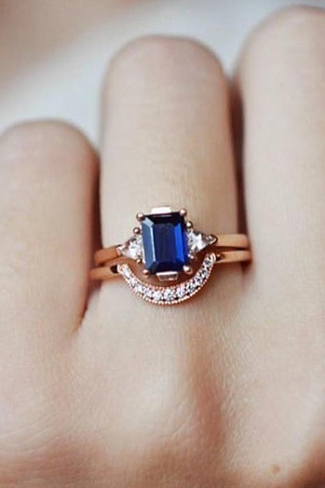 unique engagement rings sapphire set rose gold