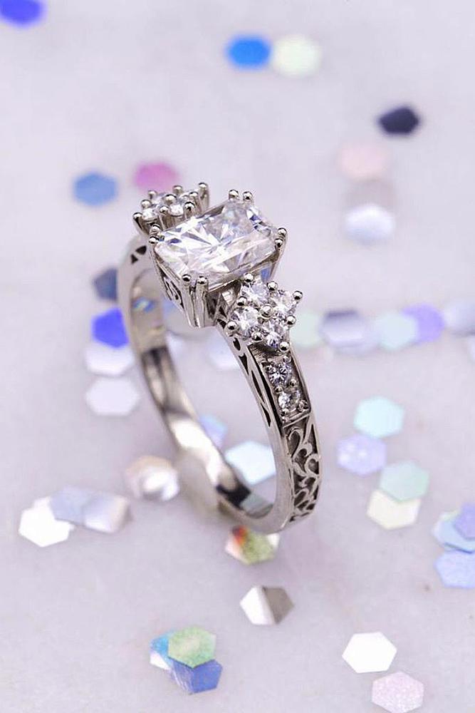 unique engagement rings white gold diamond modern