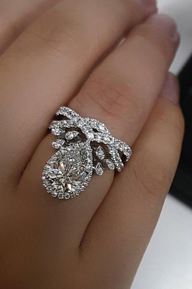 Unique Design 14K White Gold Diamond Engagement Ring ...