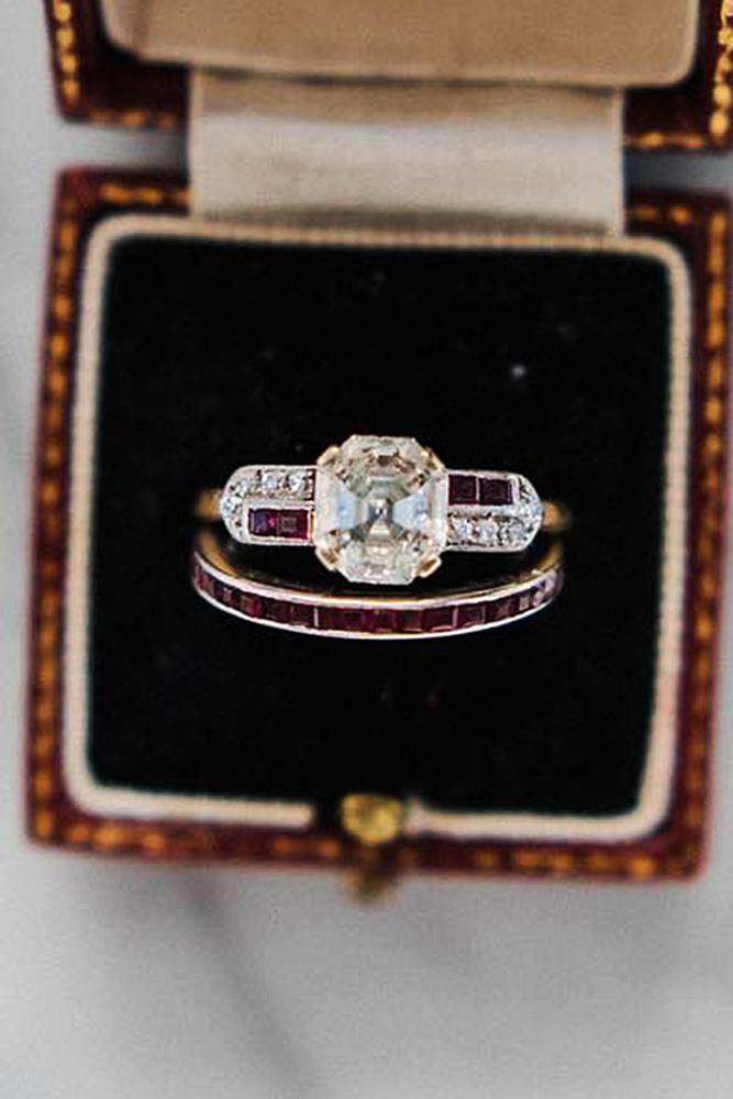 vintage engagement rings cushion cut wedding set diamond
