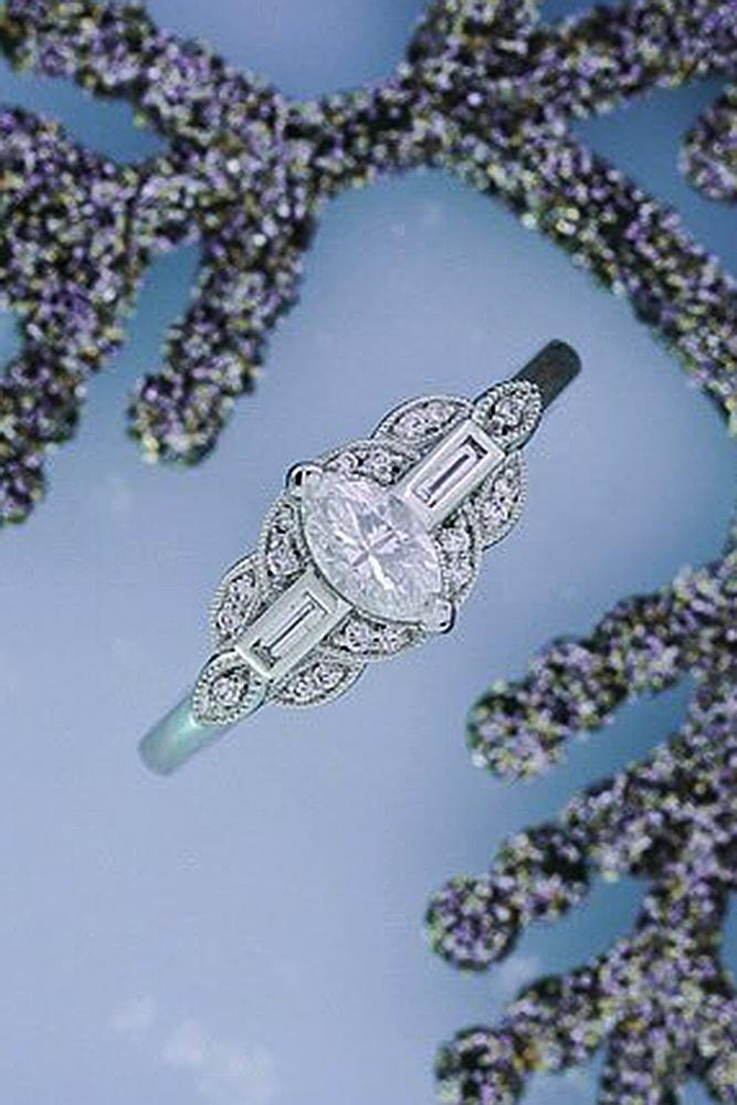 vintage engagement rings marquise cut round cut white gold