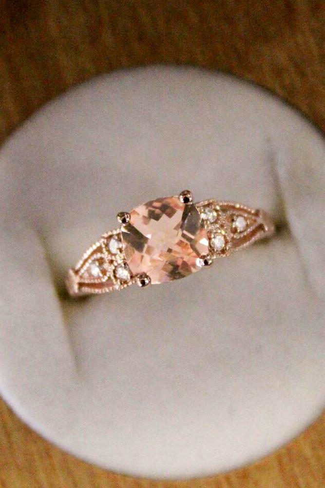 vintage engagement rings round cut gemstone rose gold