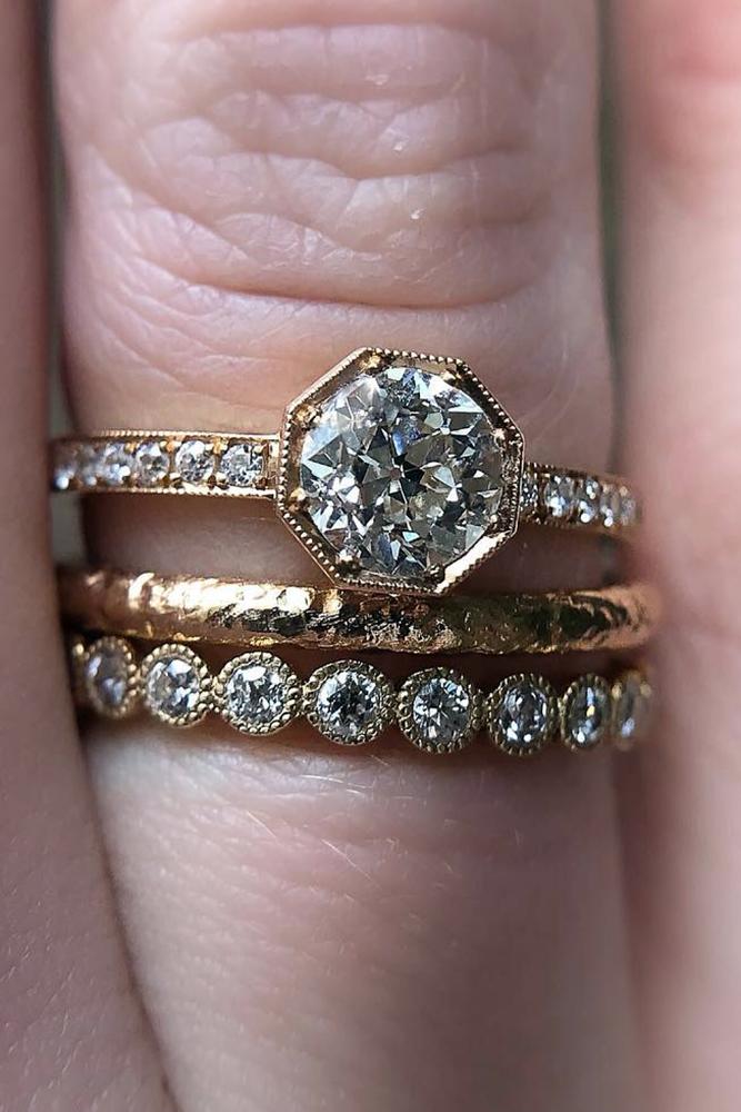 wedding ring sets elegant diamond rings pave band gold