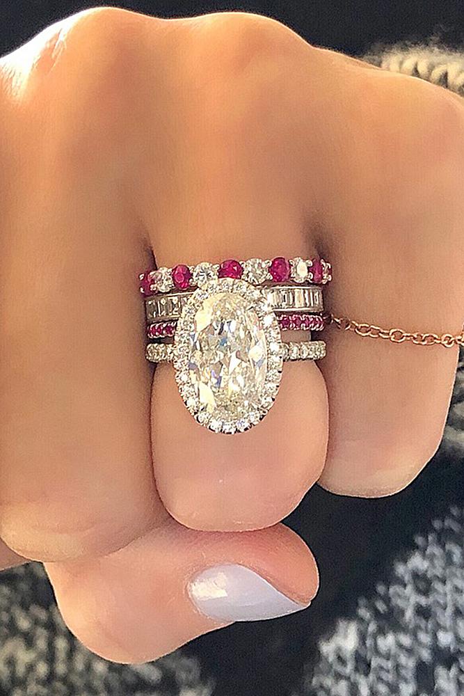 wedding ring sets oval cut halo modern