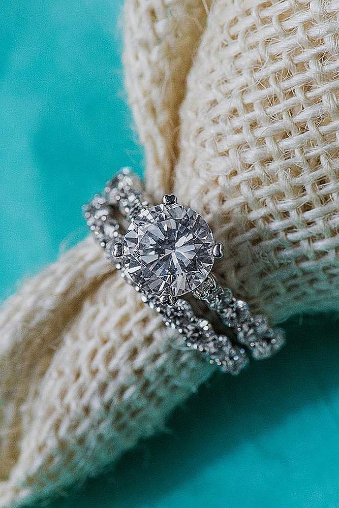 wedding ring sets solitaire round cut white gold