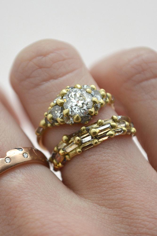wedding ring sets yellow gold round cut diamond chain