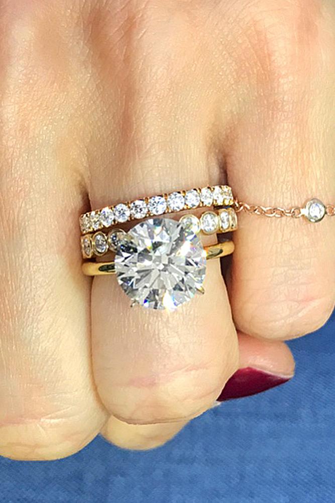 wedding ring sets yellow gold solitaire round cut diamond