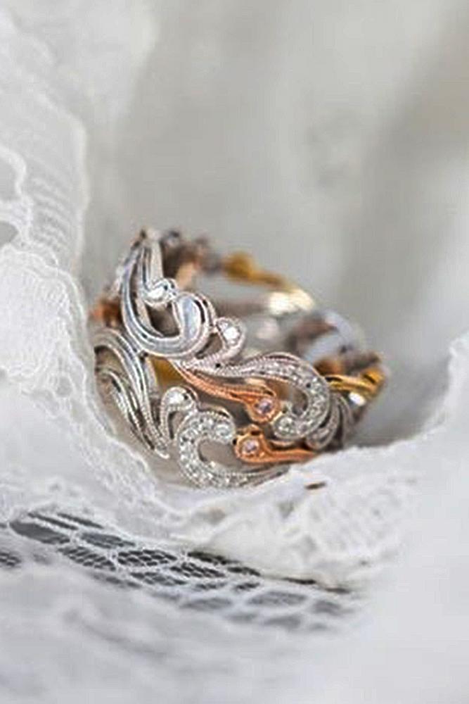 wedding rings set gold vintage diamond