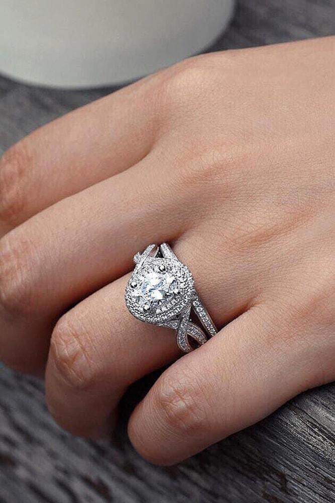 best engagement rings rind sets white gold round cut diamond halo twisted bands