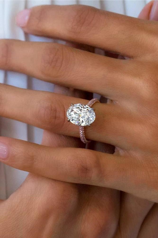 best engagement rings rose gold oval cut diamond solitaire pave band classic sparkling