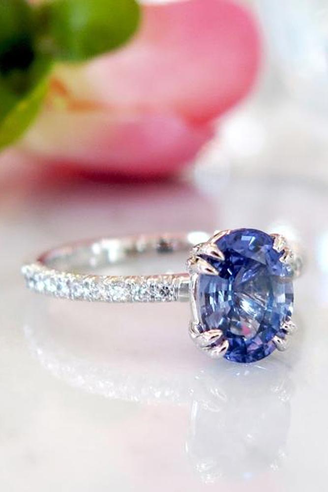 colored engagement rings oval cut solitaire pave band