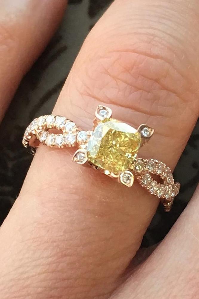 colored engagement rings princess cut yellow twins
