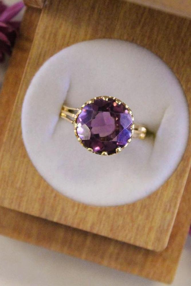 colored engagement rings round gems rose gold