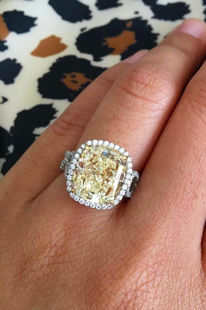 colored engagement rings yellow halo