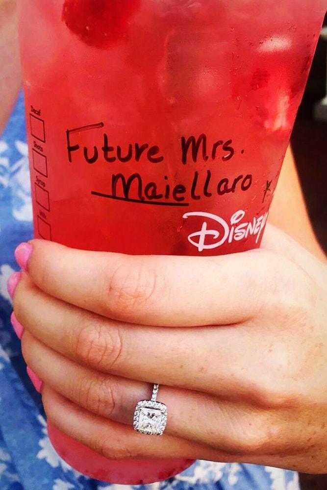 disney proposals ideas for inspiration engagement ring paper cup in the hand