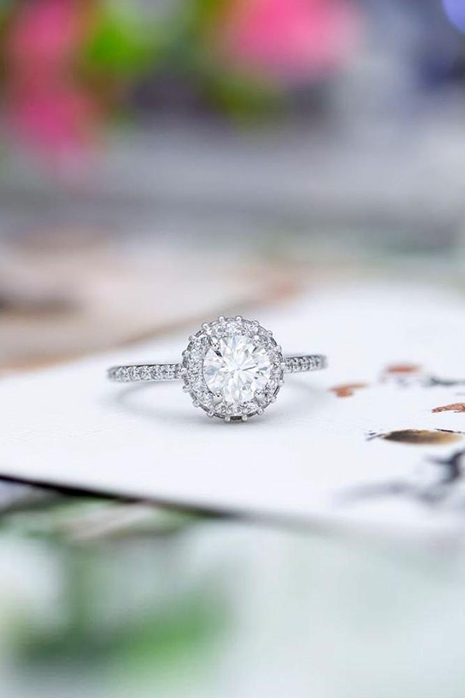 halo engagement rings white gold engagement rings round cut engagement rings