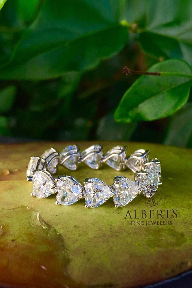 heart engagement rings eternity heart cut band rings white gold sparkling