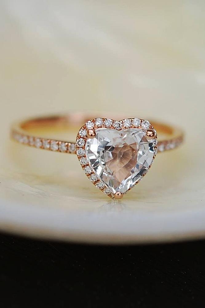 heart engagement rings halo sapphire pave band