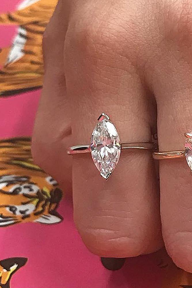 marquise diamond simple solitaire rose gold