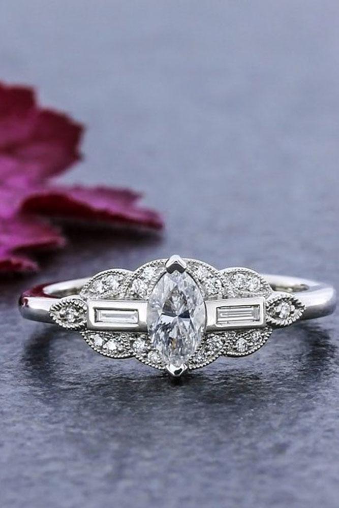 marquise diamond vintage ring white gold