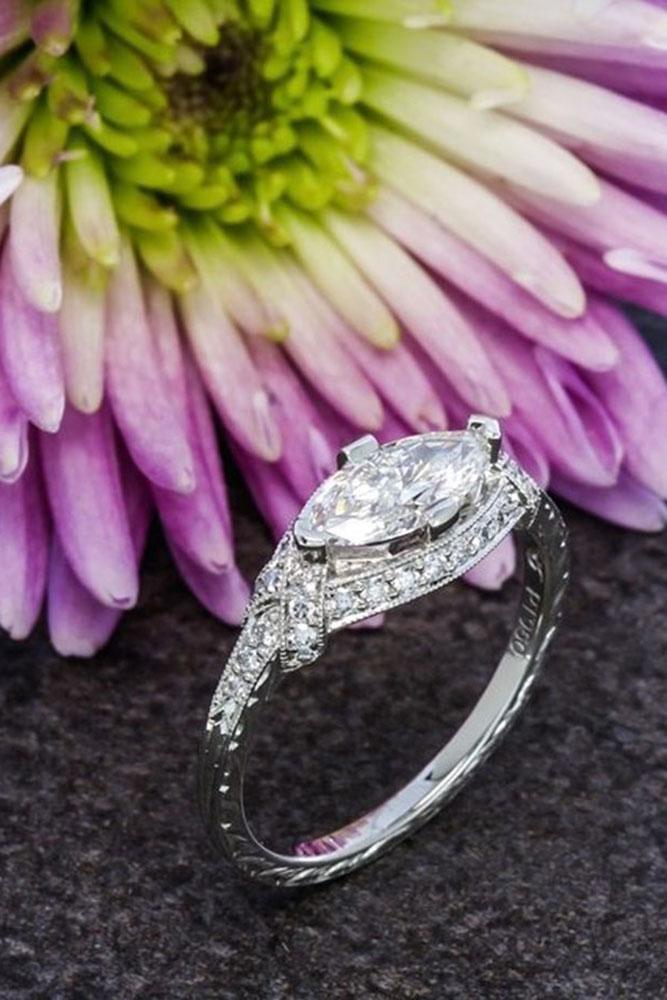 marquise diamond vintage style white gold