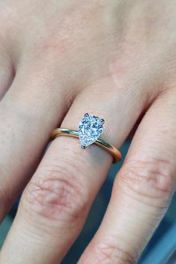 pear cut engagement rings yellow gold simple solitaire diamond