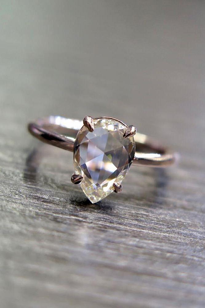 pear shaped engagement rings simple solitaire diamond rose gold